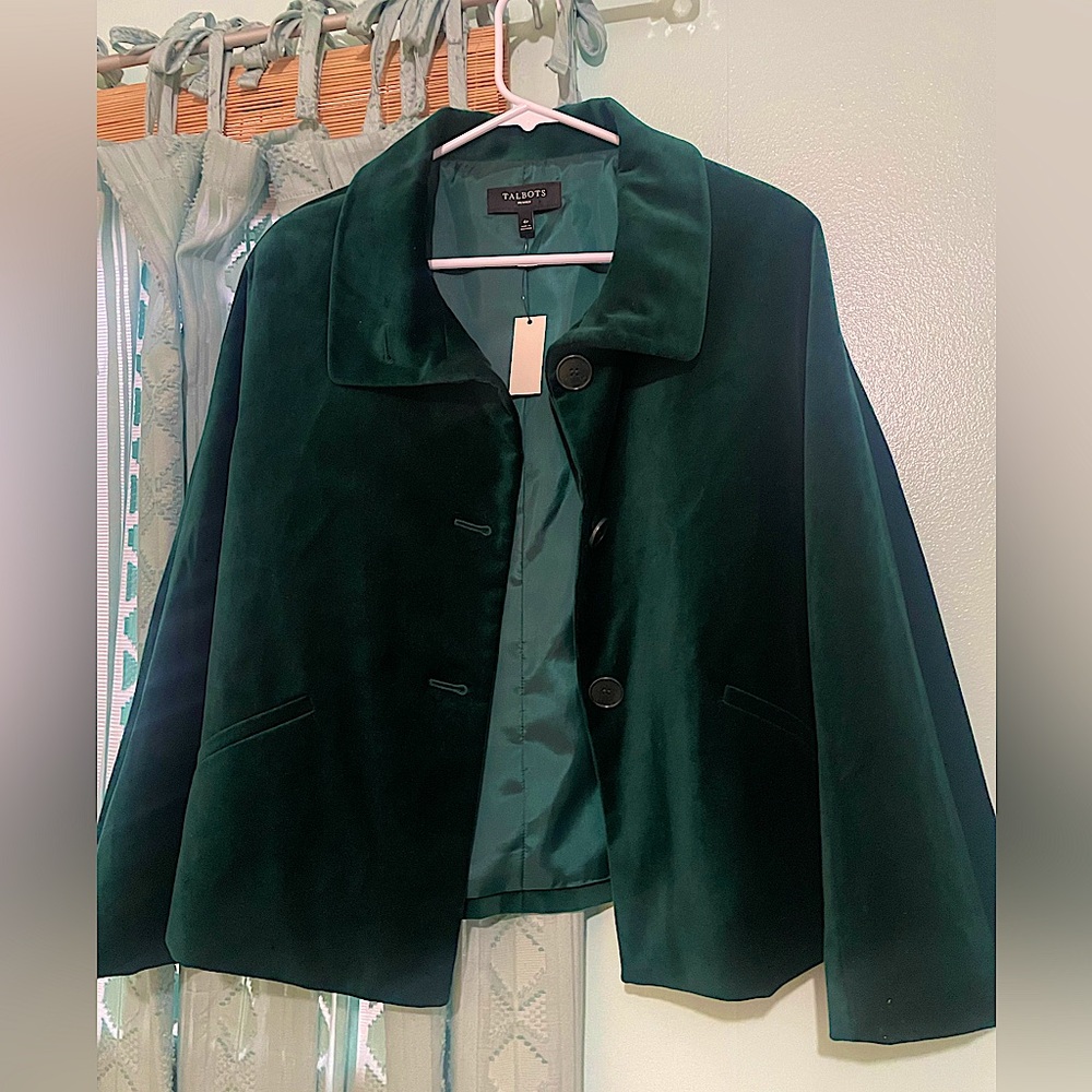 Talbots petites NWT Women's Green Velvet Jacket